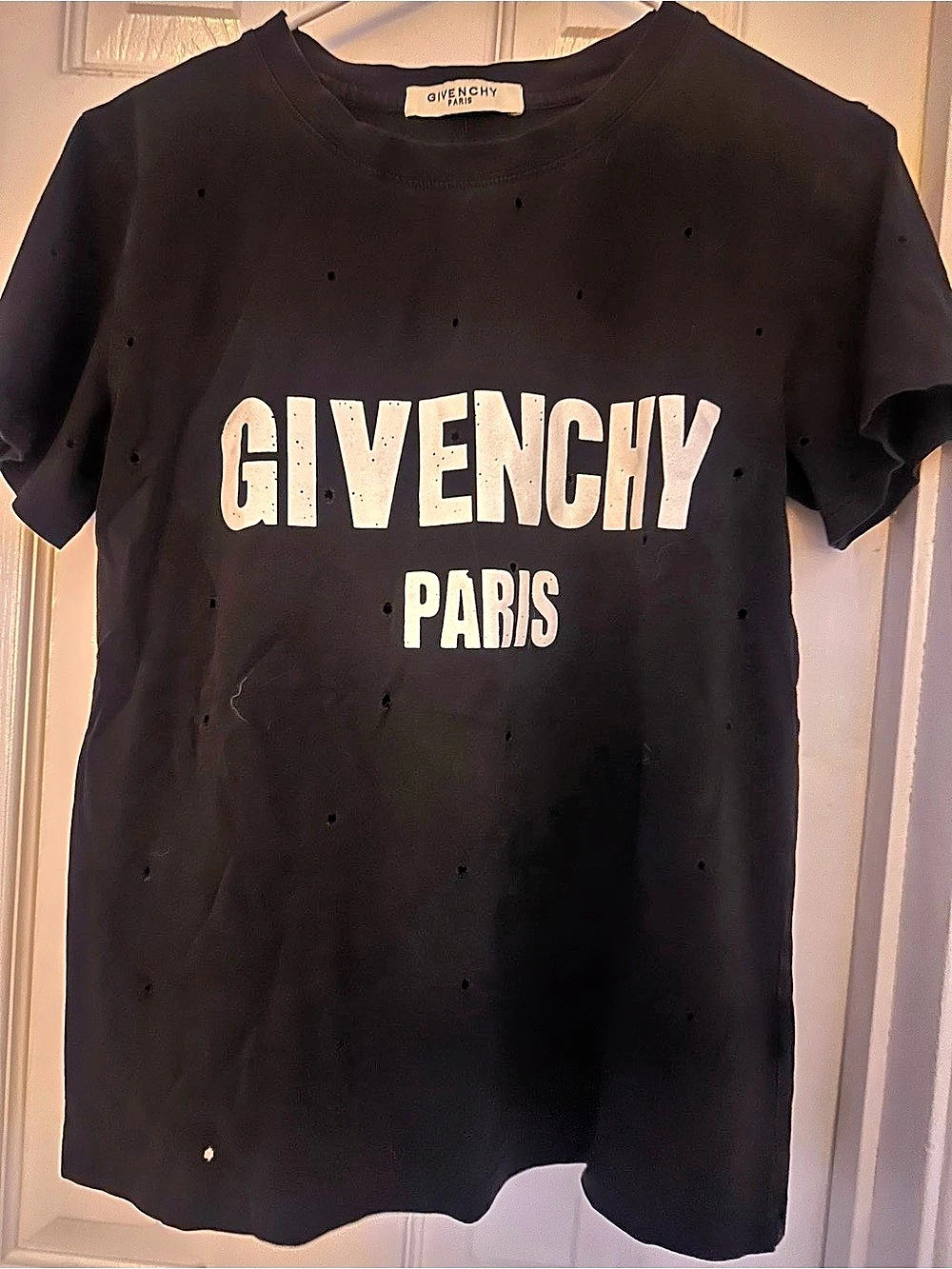 Givenchy Paris Distressed Logo T-Shirt Black